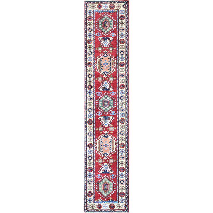 2'9" x 13'1" New Hand Knotted Red Wool Runner Oriental Rug - MOA102542