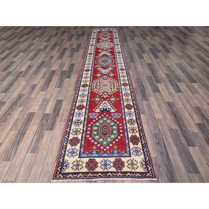 2'9" x 13'1" New Hand Knotted Red Wool Runner Oriental Rug - MOA102542