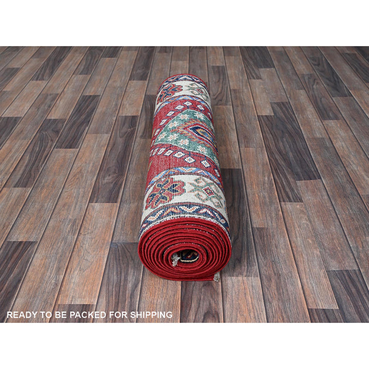 2'9" x 13'1" New Hand Knotted Red Wool Runner Oriental Rug - MOA102542