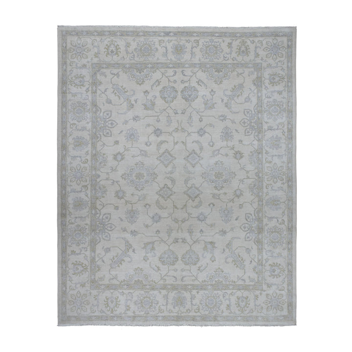 8'5" x 9'7" New Hand Knotted Ivory Wool Rectangle Oriental Rug - MOA10254389