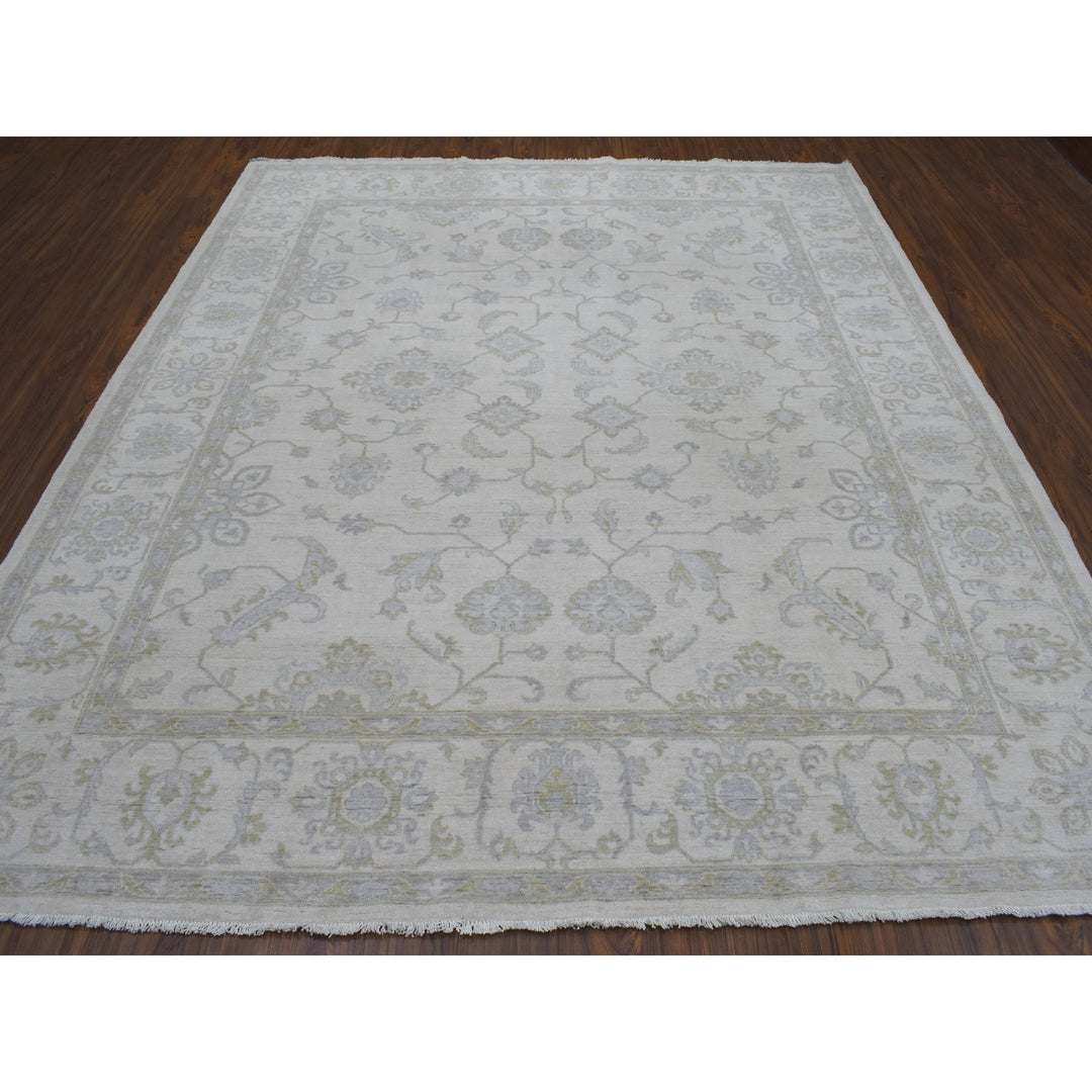 8'5" x 9'7" New Hand Knotted Ivory Wool Rectangle Oriental Rug - MOA10254389