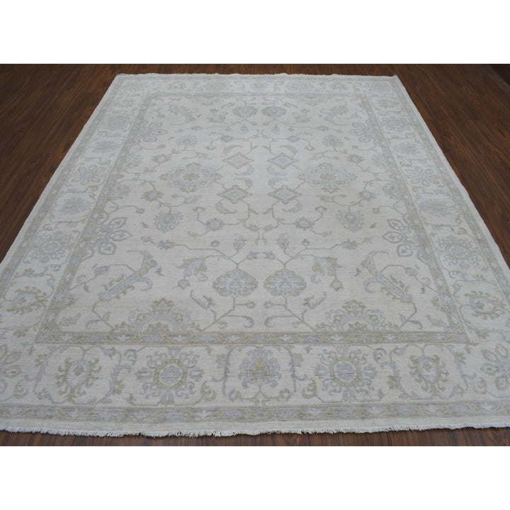8'5" x 9'7" New Hand Knotted Ivory Wool Rectangle Oriental Rug - MOA10254389