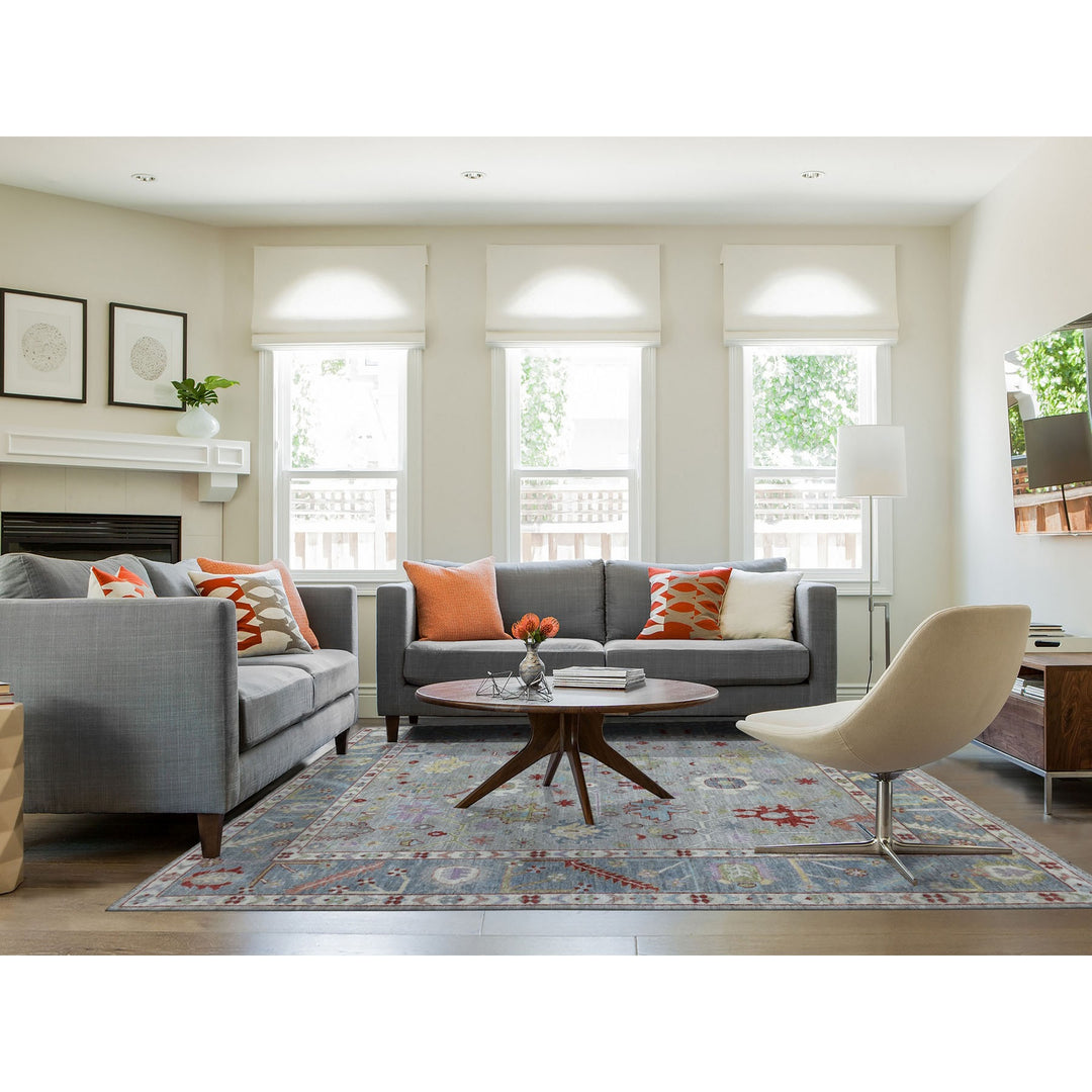 8'0" x 9'5" New Hand Knotted Grey Wool Rectangle Oriental Rug - MOA10254488