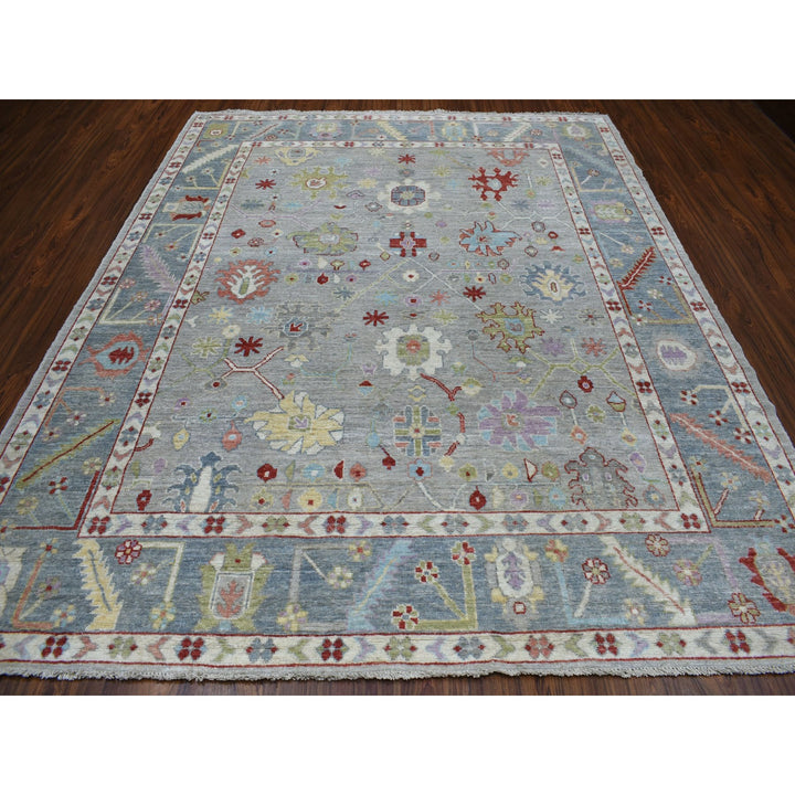 8'0" x 9'5" New Hand Knotted Grey Wool Rectangle Oriental Rug - MOA10254488