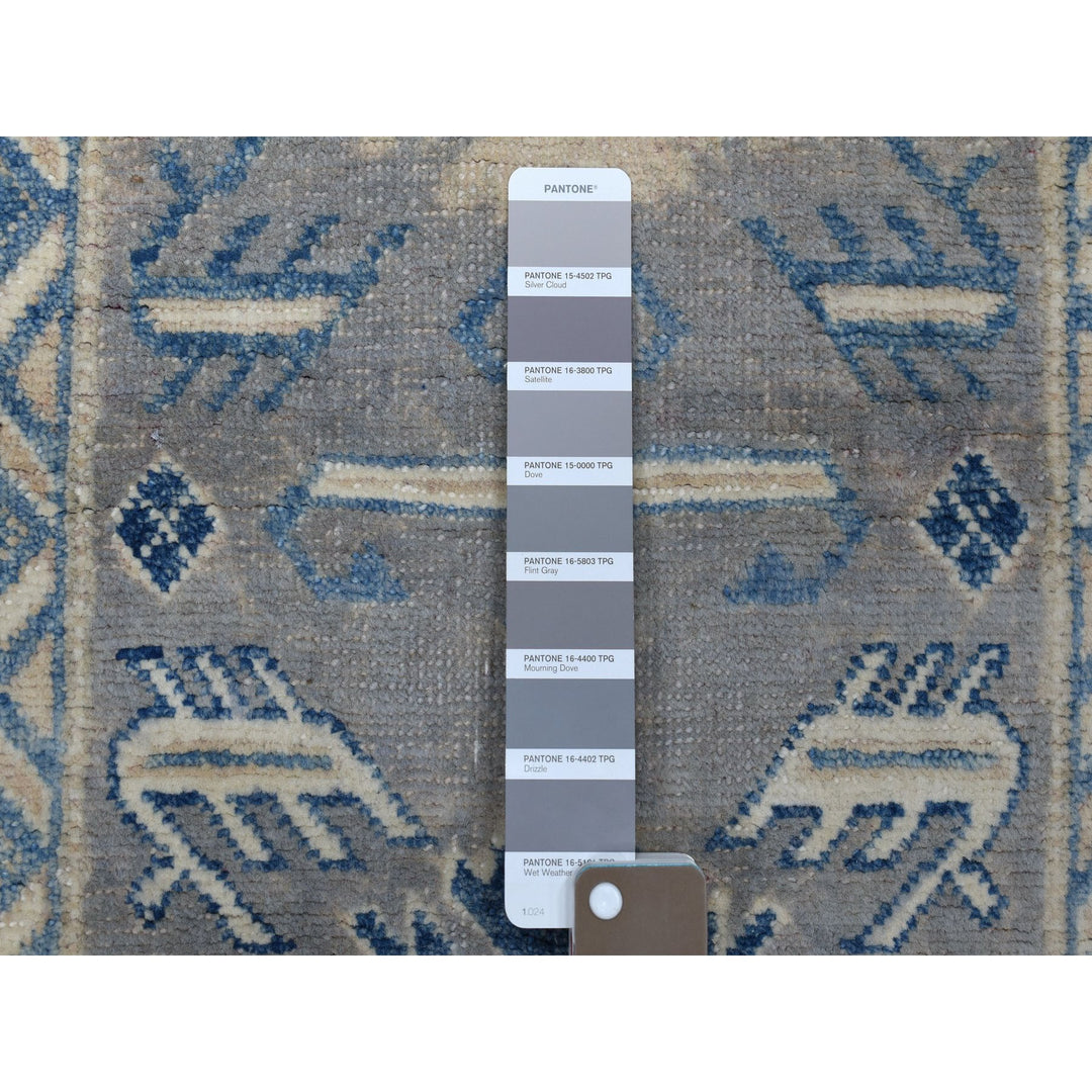 2'6" x 9'4" New Hand Knotted Grey Wool Runner Oriental Rug - MOA10254612