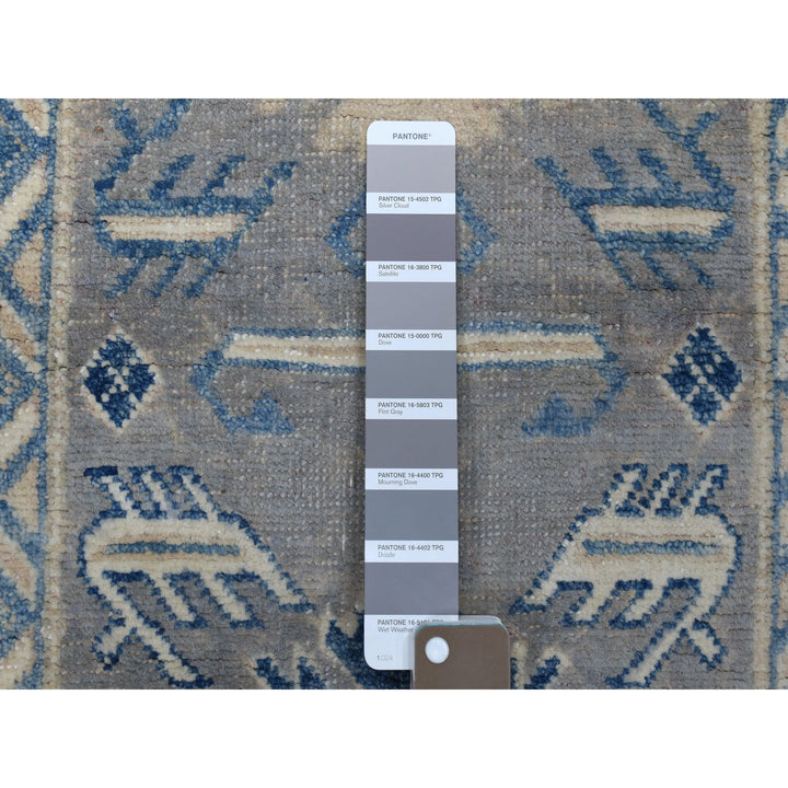 2'6" x 9'4" New Hand Knotted Grey Wool Runner Oriental Rug - MOA10254612