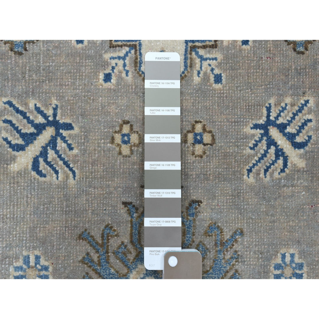 2'8" x 9'7" New Hand Knotted Grey Wool Runner Oriental Rug - MOA10254675