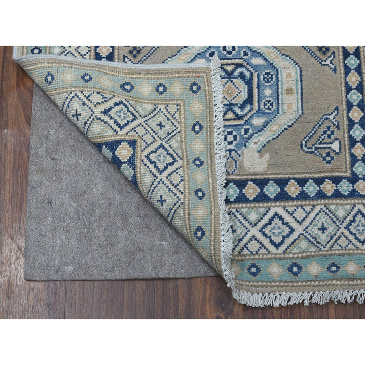 2'6" x 9'9" New Hand Knotted Grey Wool Runner Oriental Rug - MOA10254681