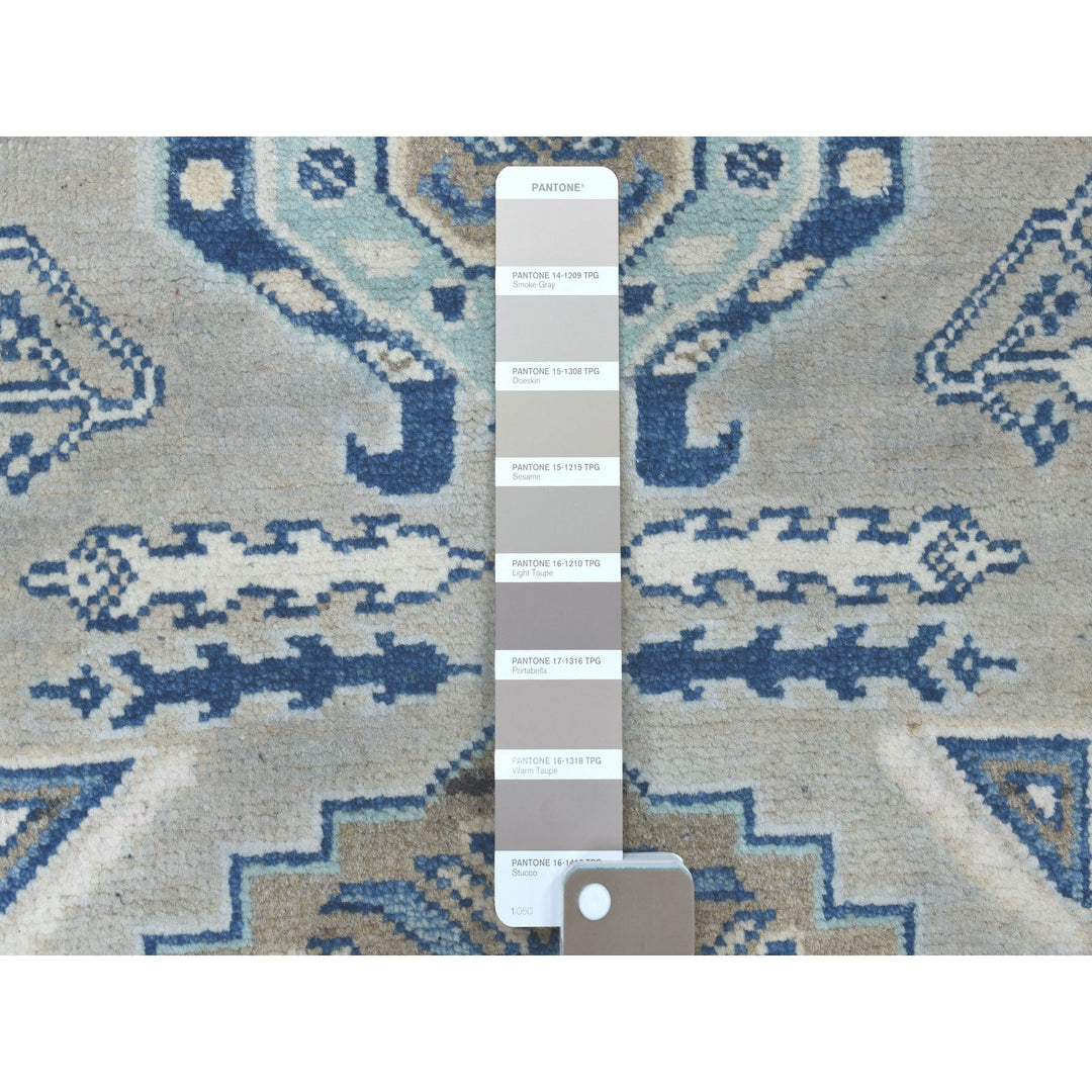 2'6" x 9'9" New Hand Knotted Grey Wool Runner Oriental Rug - MOA10254681