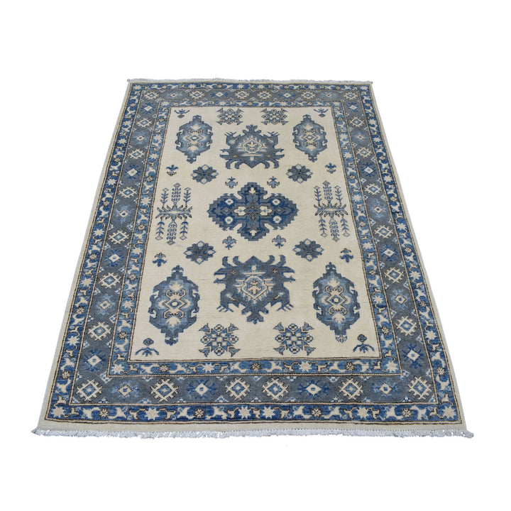 3'10" x 5'3" New Hand Knotted Ivory Wool Rectangle Oriental Rug - MOA10254782