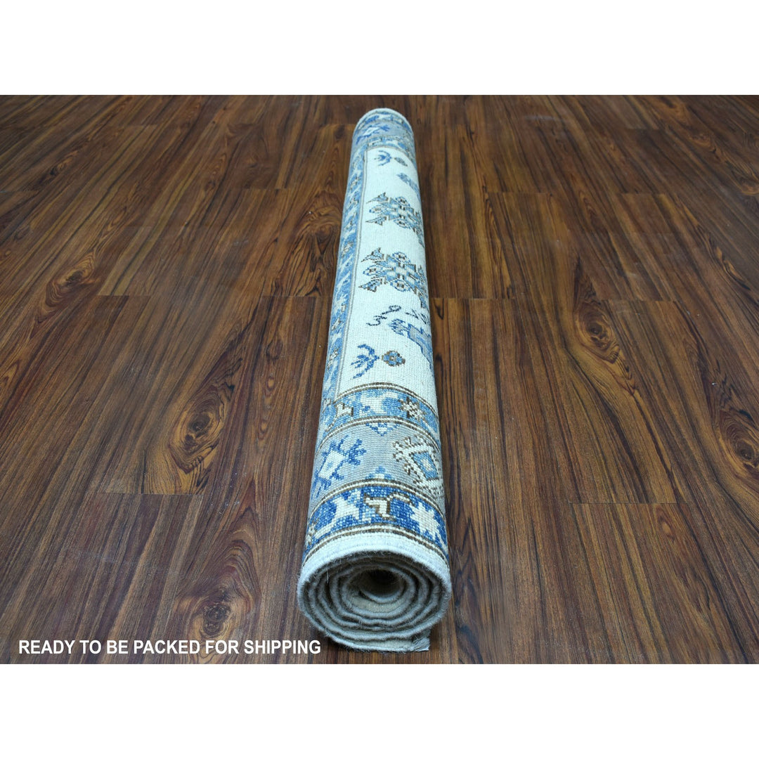 3'10" x 5'3" New Hand Knotted Ivory Wool Rectangle Oriental Rug - MOA10254782