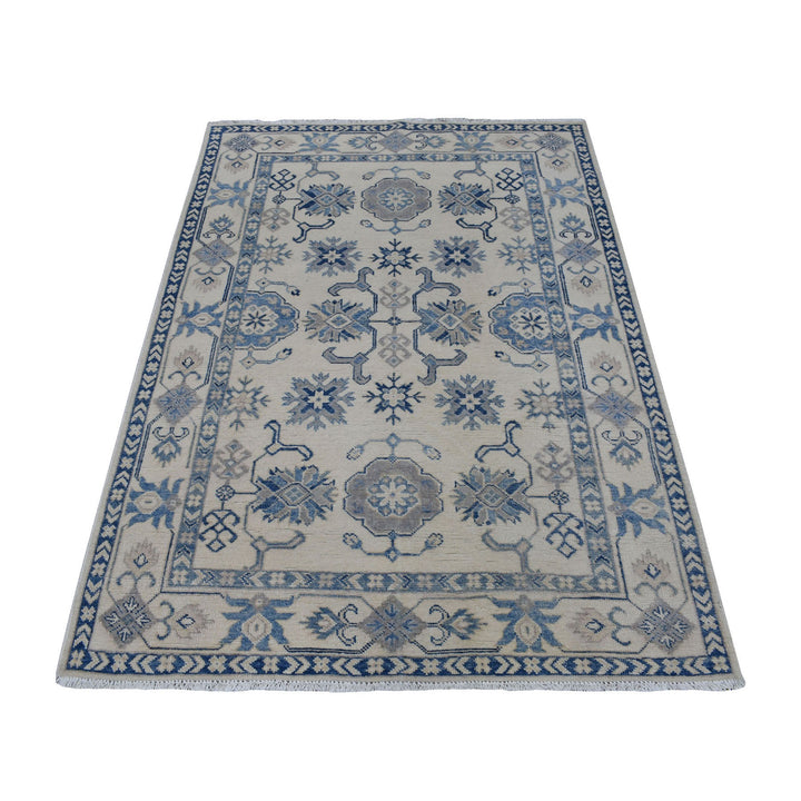 3'10" x 5'7" New Hand Knotted Ivory Wool Rectangle Oriental Rug - MOA10254848