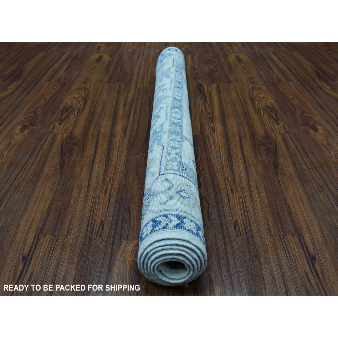 3'10" x 5'7" New Hand Knotted Ivory Wool Rectangle Oriental Rug - MOA10254848