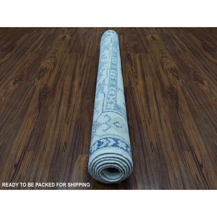 3'10" x 5'7" New Hand Knotted Ivory Wool Rectangle Oriental Rug - MOA10254848