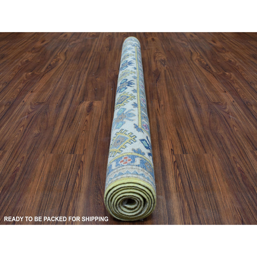 4'10" x 6'6" New Hand Knotted Yellow Wool Rectangle Oriental Rug - MOA10254936
