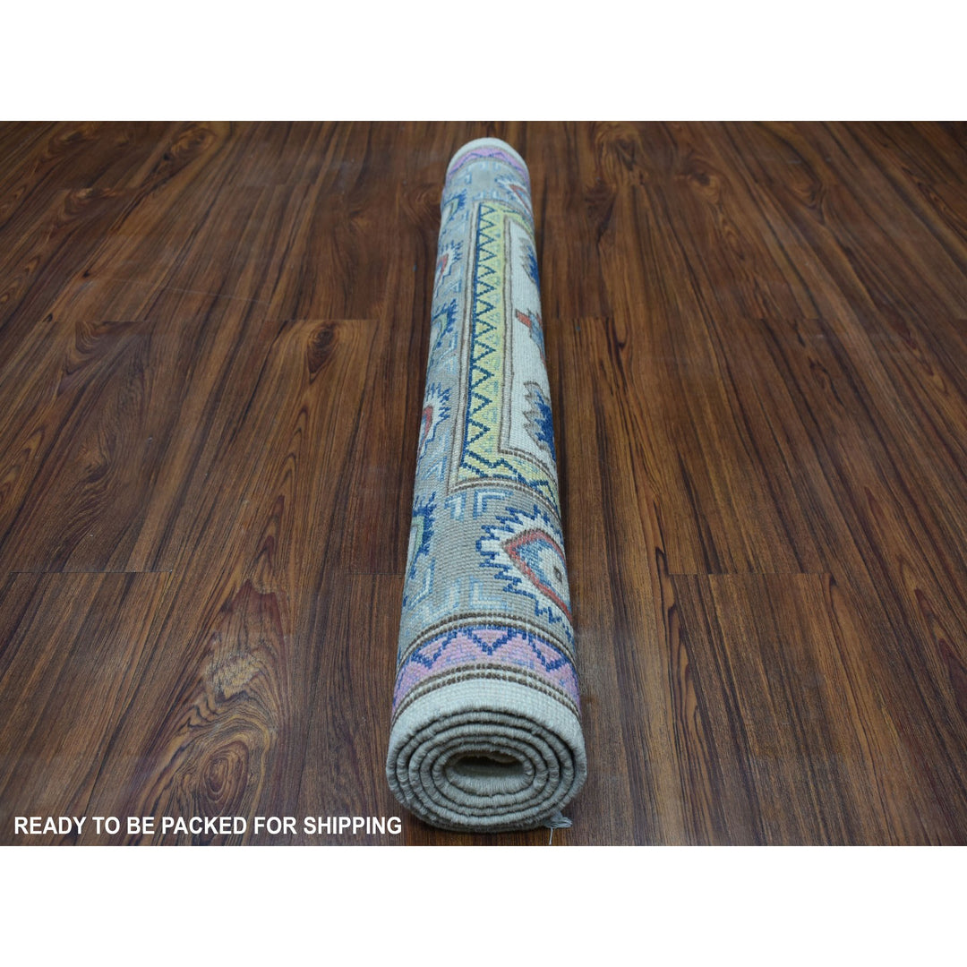 3'2" x 4'10" New Hand Knotted Ivory Wool Rectangle Oriental Rug - MOA10255402