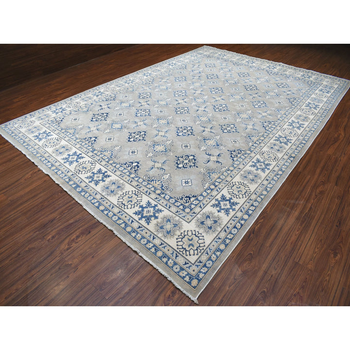 9'8" x 13'9" New Hand Knotted Grey Wool Rectangle Oriental Rug - MOA10255968