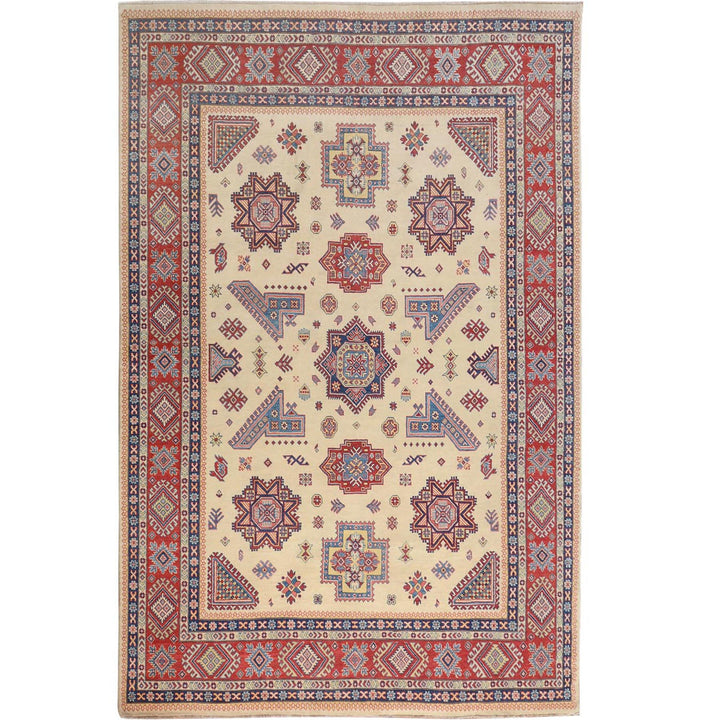 8'8" x 12'0" New Hand Knotted Ivory Wool Rectangle Oriental Rug - MOA10257055