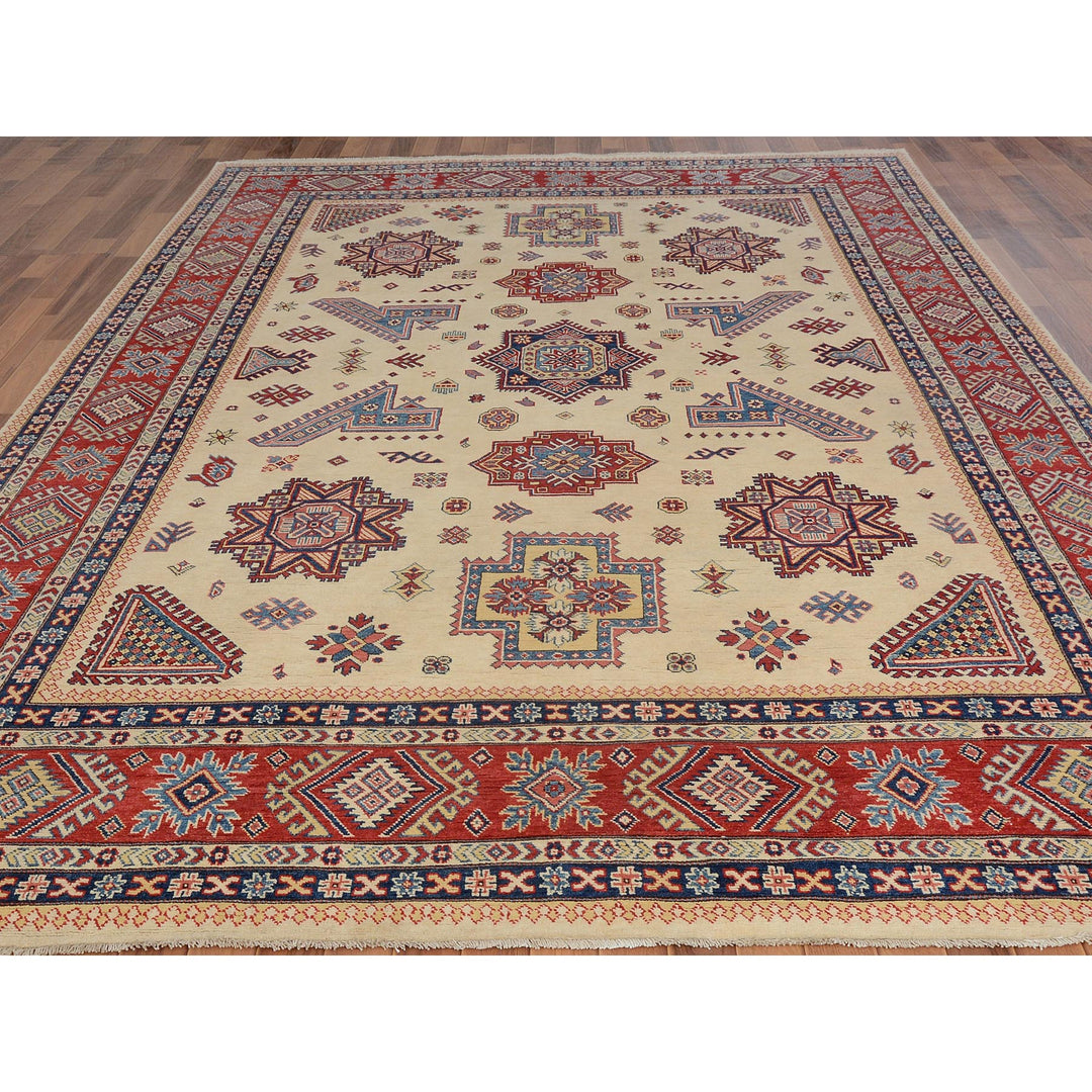 8'8" x 12'0" New Hand Knotted Ivory Wool Rectangle Oriental Rug - MOA10257055