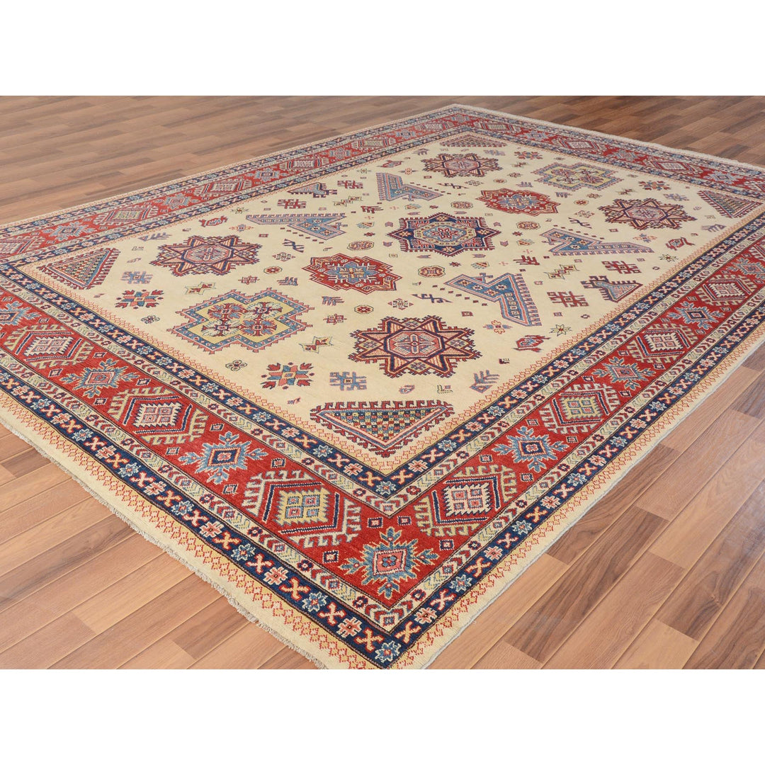 8'8" x 12'0" New Hand Knotted Ivory Wool Rectangle Oriental Rug - MOA10257055