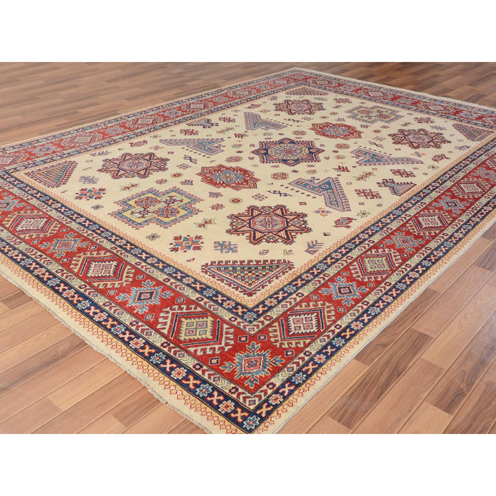 8'8" x 12'0" New Hand Knotted Ivory Wool Rectangle Oriental Rug - MOA10257055