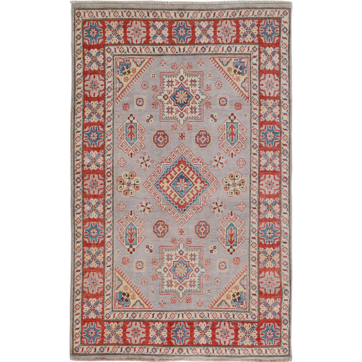 3'10" x 6'0" New Hand Knotted Grey Wool Rectangle Oriental Rug - MOA10257069