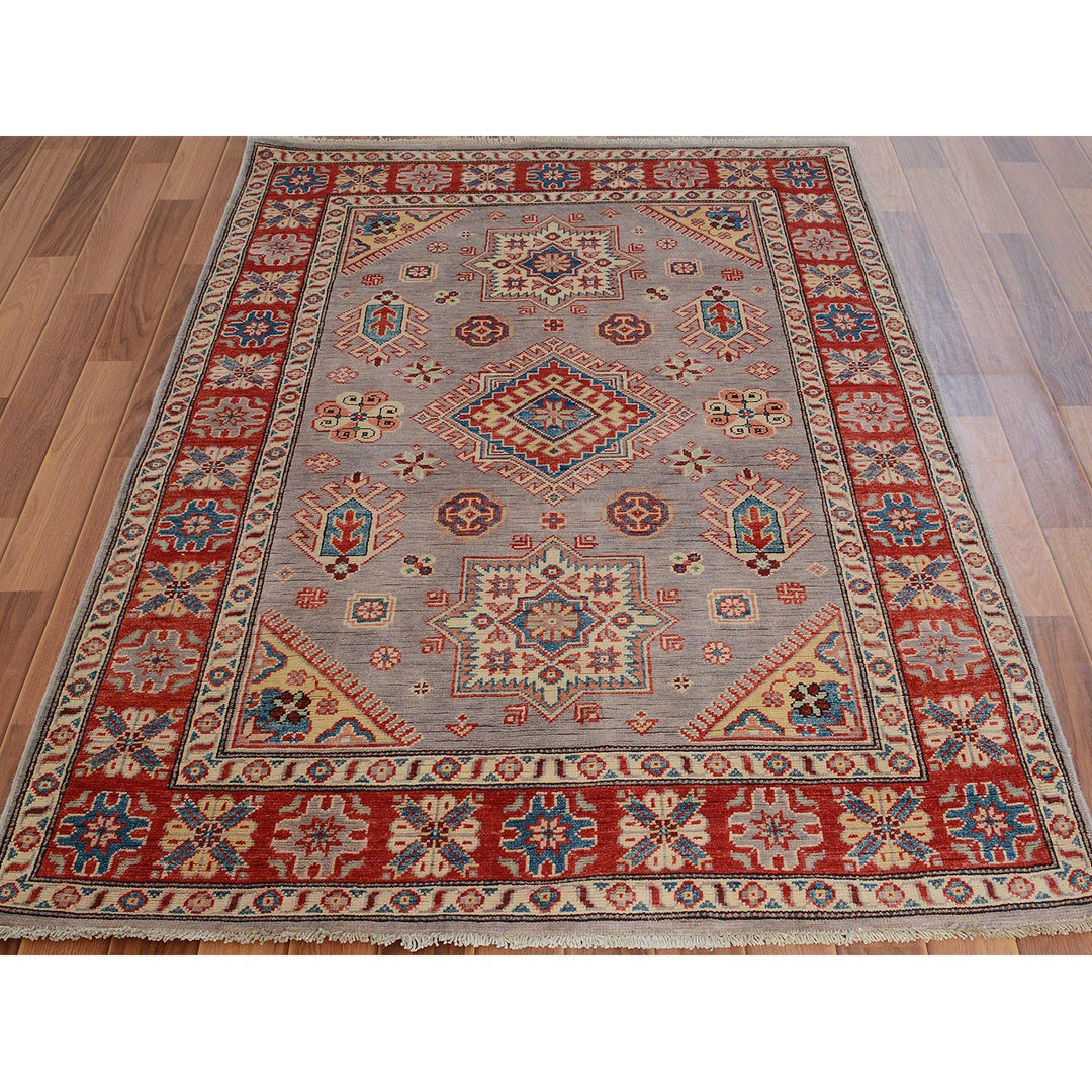 3'10" x 6'0" New Hand Knotted Grey Wool Rectangle Oriental Rug - MOA10257069