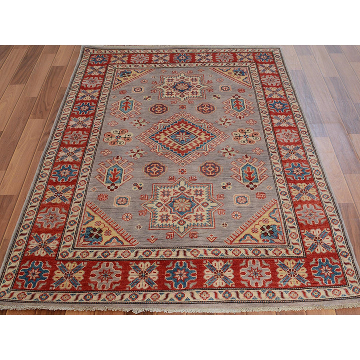 3'10" x 6'0" New Hand Knotted Grey Wool Rectangle Oriental Rug - MOA10257069