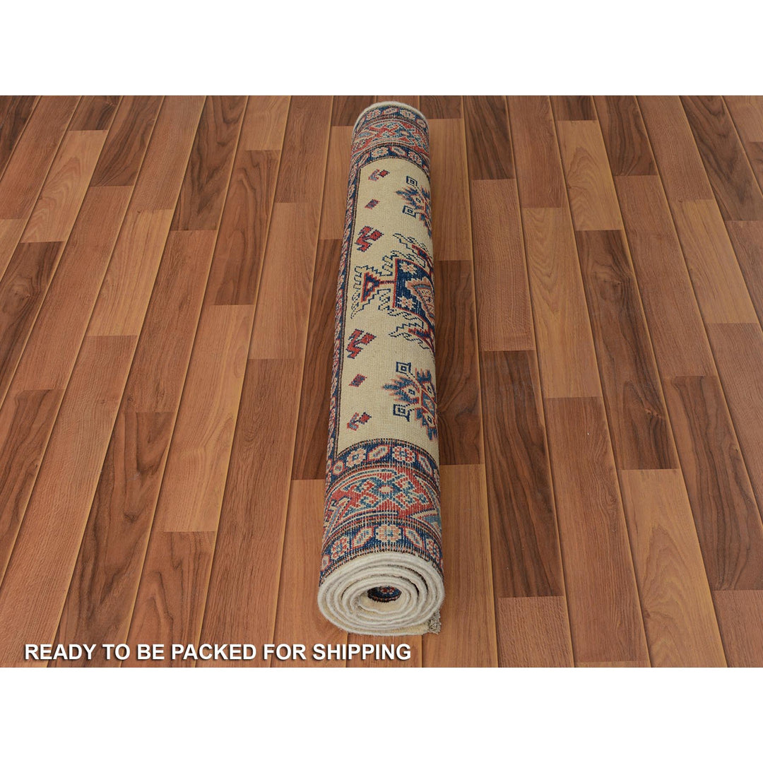 4'0" x 5'7" New Hand Knotted Ivory Wool Rectangle Oriental Rug - MOA10257071