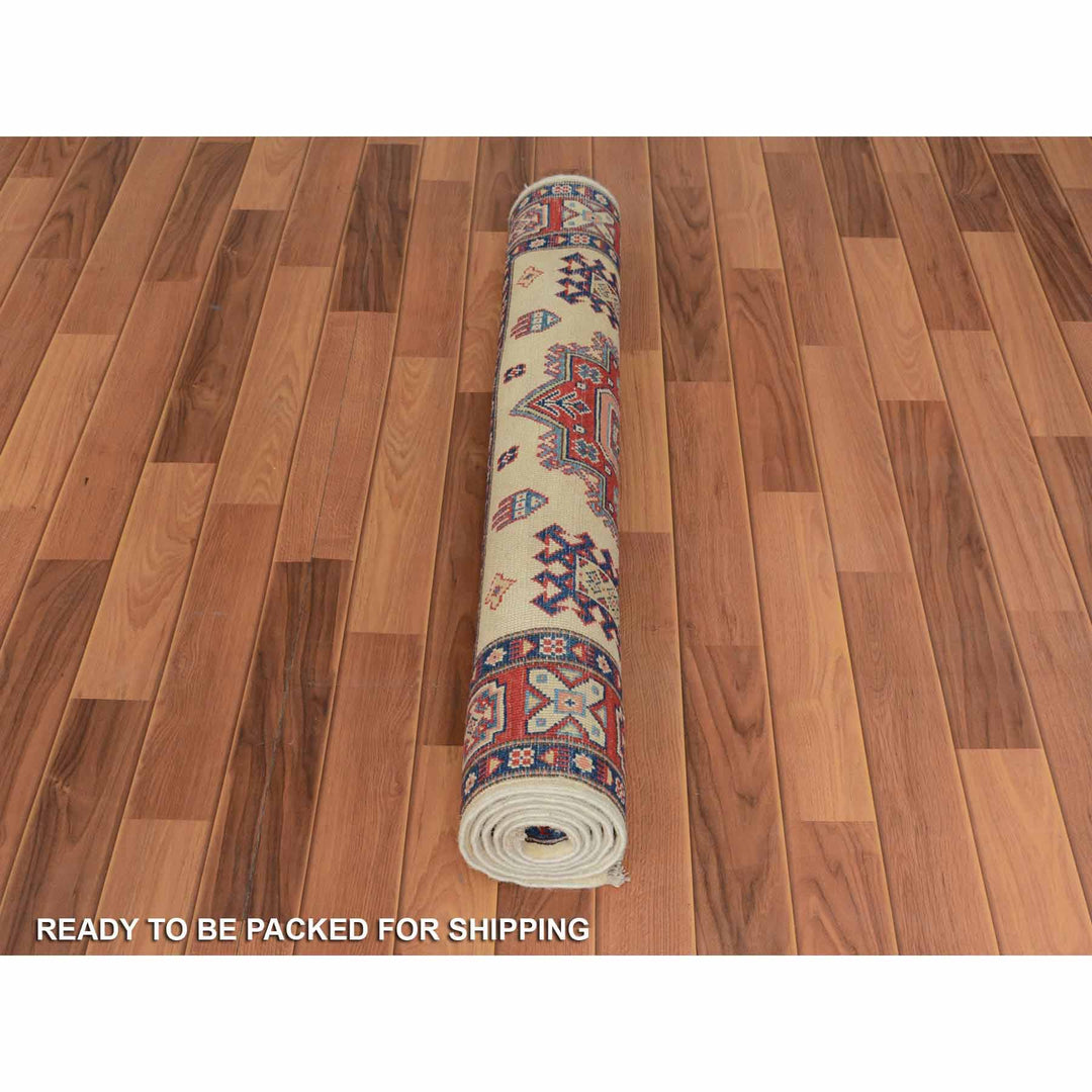 4'0" x 5'6" New Hand Knotted Ivory Wool Rectangle Oriental Rug - MOA10257079