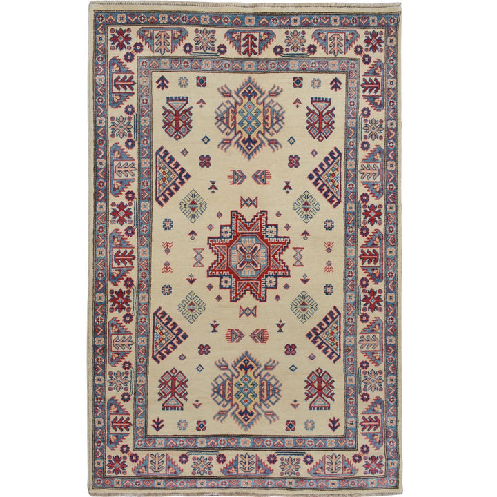 3'10" x 6'0" New Hand Knotted Ivory Wool Rectangle Oriental Rug - MOA10257081