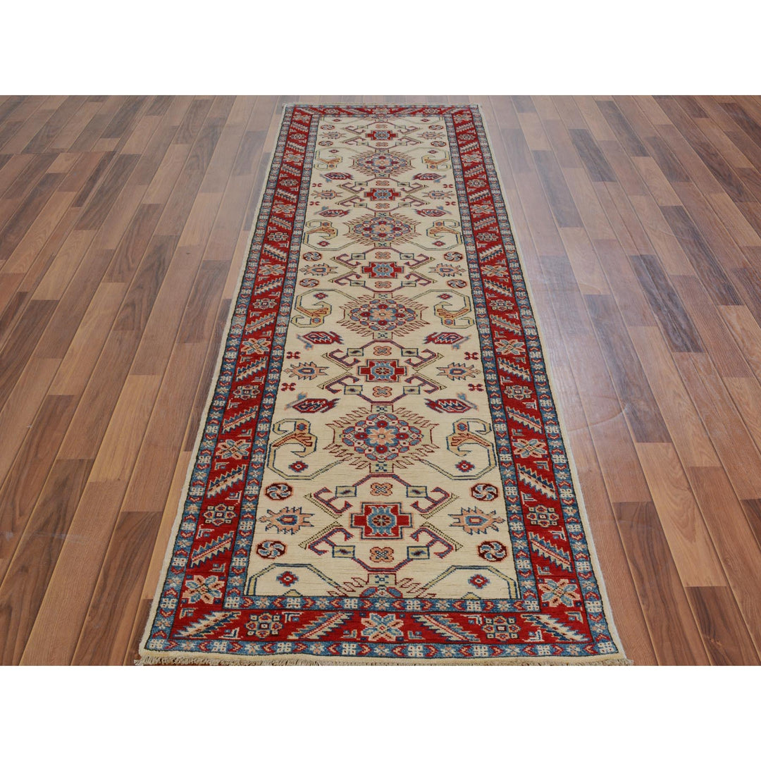2'9" x 9'3" New Hand Knotted Ivory Wool Runner Oriental Rug - MOA10257088