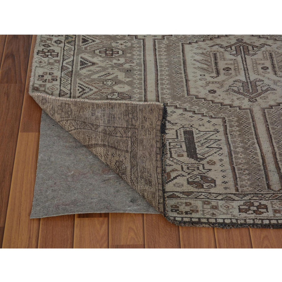 4'9" x 7'4" New Hand Knotted Brown Worn Wool Rectangle Oriental Rug - MOA10257116