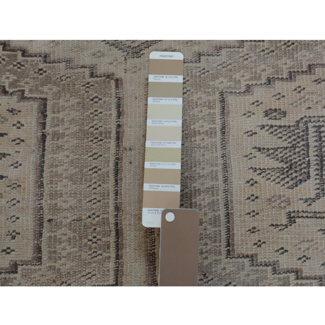 4'9" x 7'4" New Hand Knotted Brown Worn Wool Rectangle Oriental Rug - MOA10257116