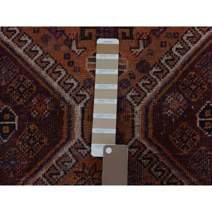 3'10" x 9'1" New Hand Knotted Orange Worn Wool Runner Oriental Rug - MOA10257134