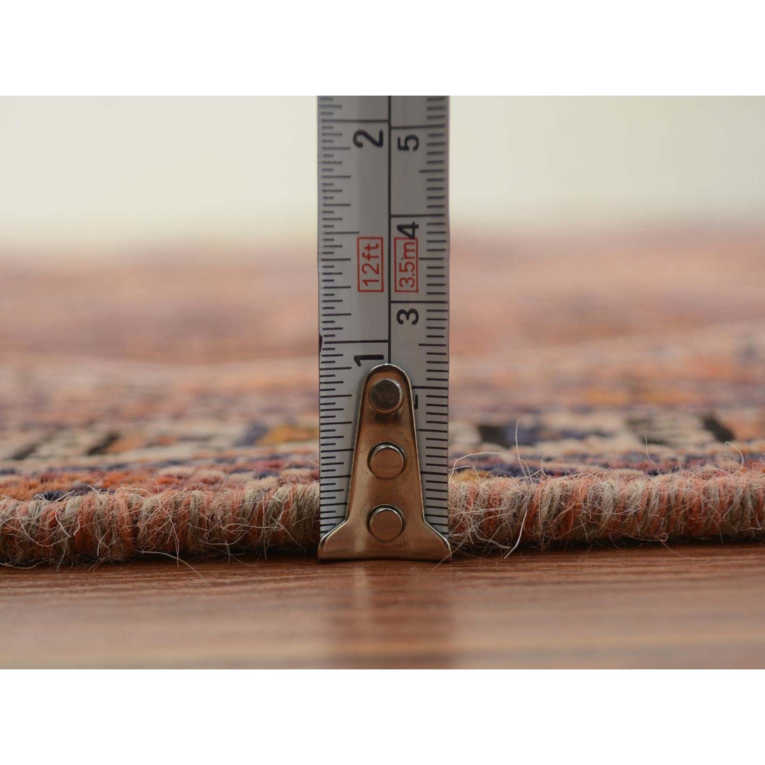 3'10" x 9'1" New Hand Knotted Orange Worn Wool Runner Oriental Rug - MOA10257134