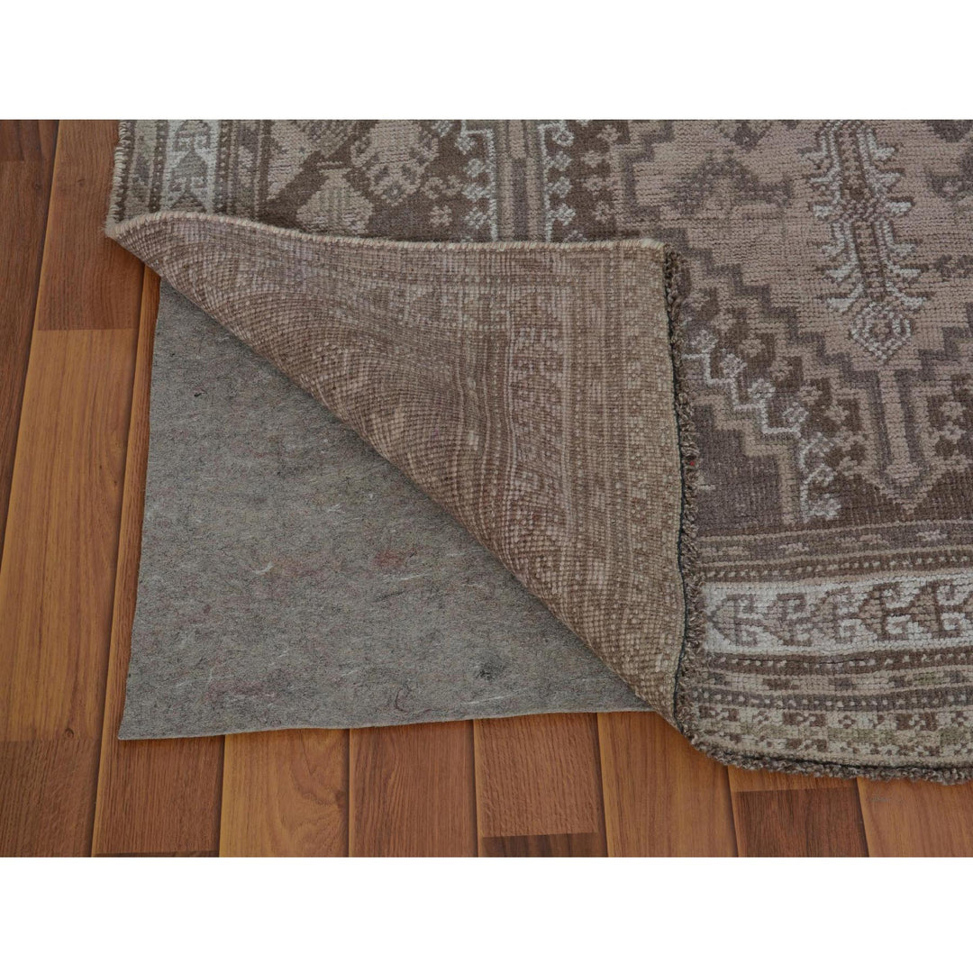 4'9" x 8'6" New Hand Knotted Brown Worn Wool Rectangle Oriental Rug - MOA10257225