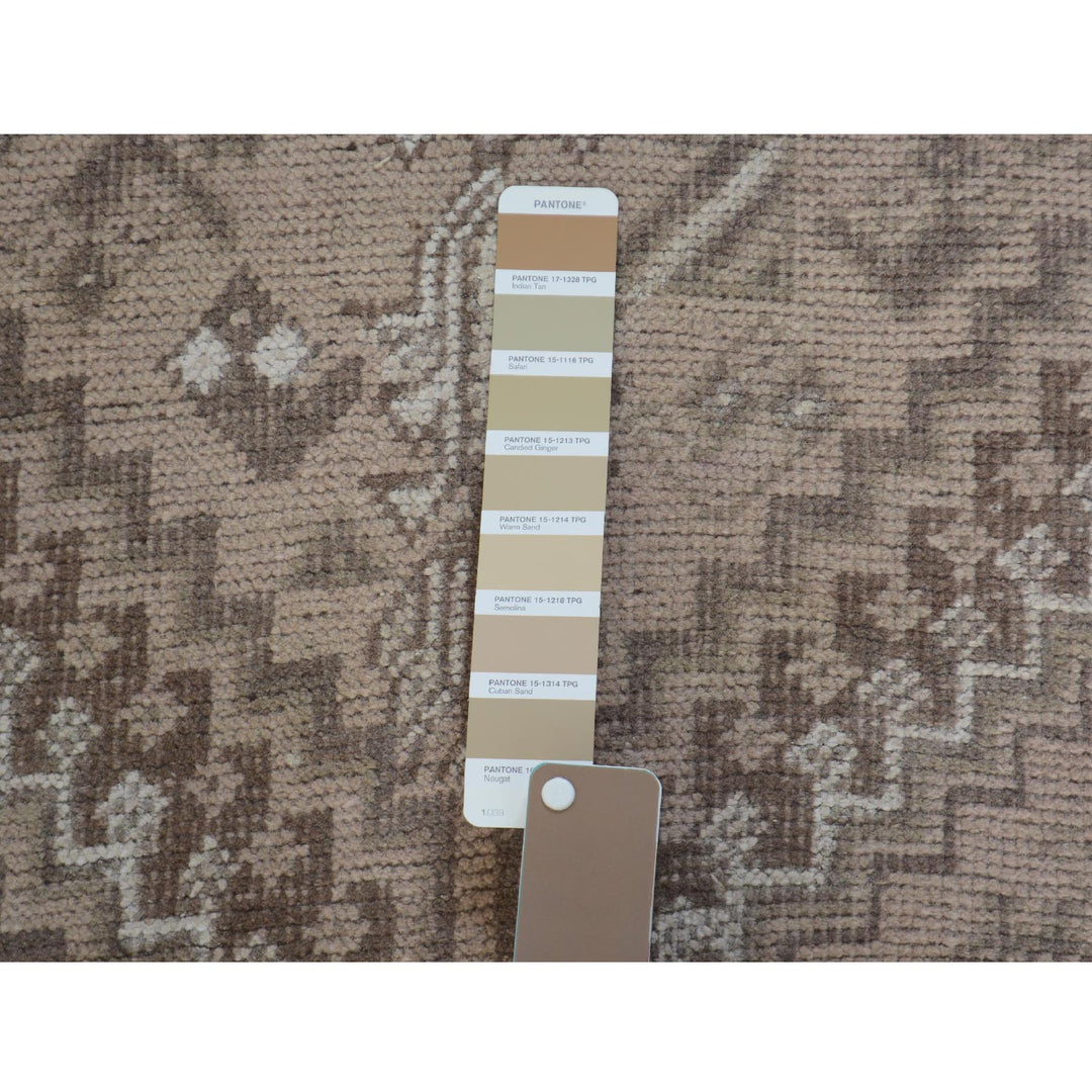 4'9" x 8'6" New Hand Knotted Brown Worn Wool Rectangle Oriental Rug - MOA10257225