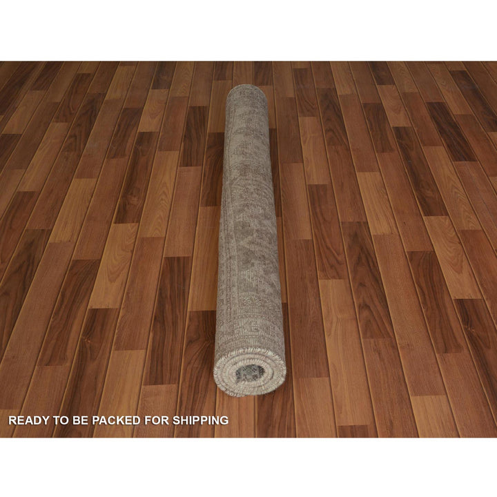 4'9" x 8'6" New Hand Knotted Brown Worn Wool Rectangle Oriental Rug - MOA10257225