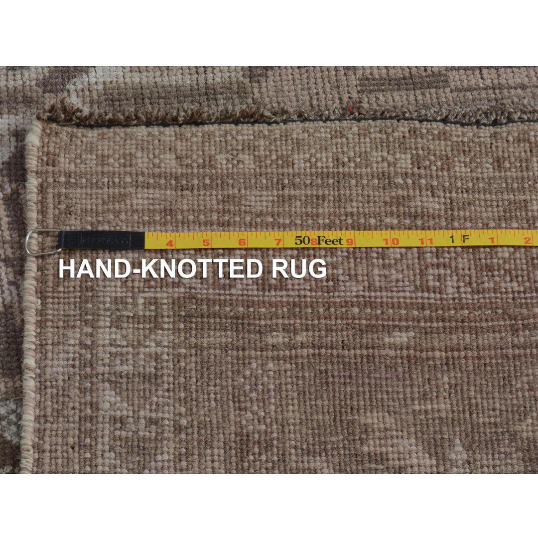 4'9" x 8'6" New Hand Knotted Brown Worn Wool Rectangle Oriental Rug - MOA10257225