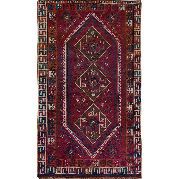 4'7" x 8'8" New Hand Knotted Red Worn Wool Rectangle Oriental Rug - MOA10257234