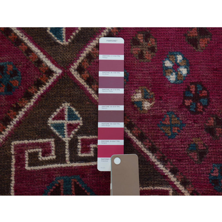 4'7" x 8'8" New Hand Knotted Red Worn Wool Rectangle Oriental Rug - MOA10257234