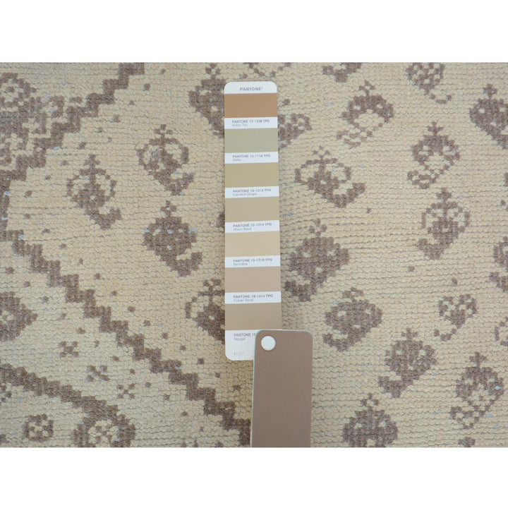 5'0" x 7'9" New Hand Knotted Beige Worn Wool Rectangle Oriental Rug - MOA10257236