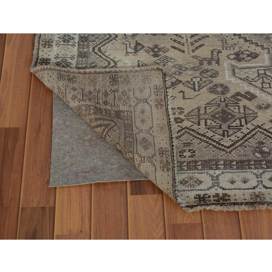 4'10" x 7'10" New Hand Knotted Beige Worn Wool Rectangle Oriental Rug - MOA10257237