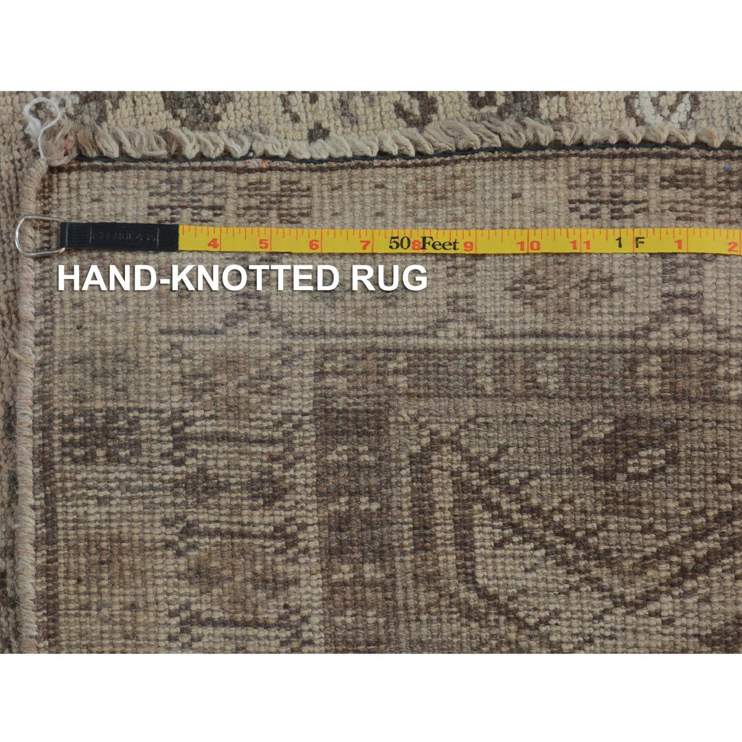4'10" x 7'10" New Hand Knotted Beige Worn Wool Rectangle Oriental Rug - MOA10257237