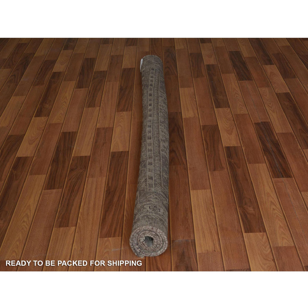 5'8" x 8'0" New Hand Knotted Beige Worn Wool Rectangle Oriental Rug - MOA10257242