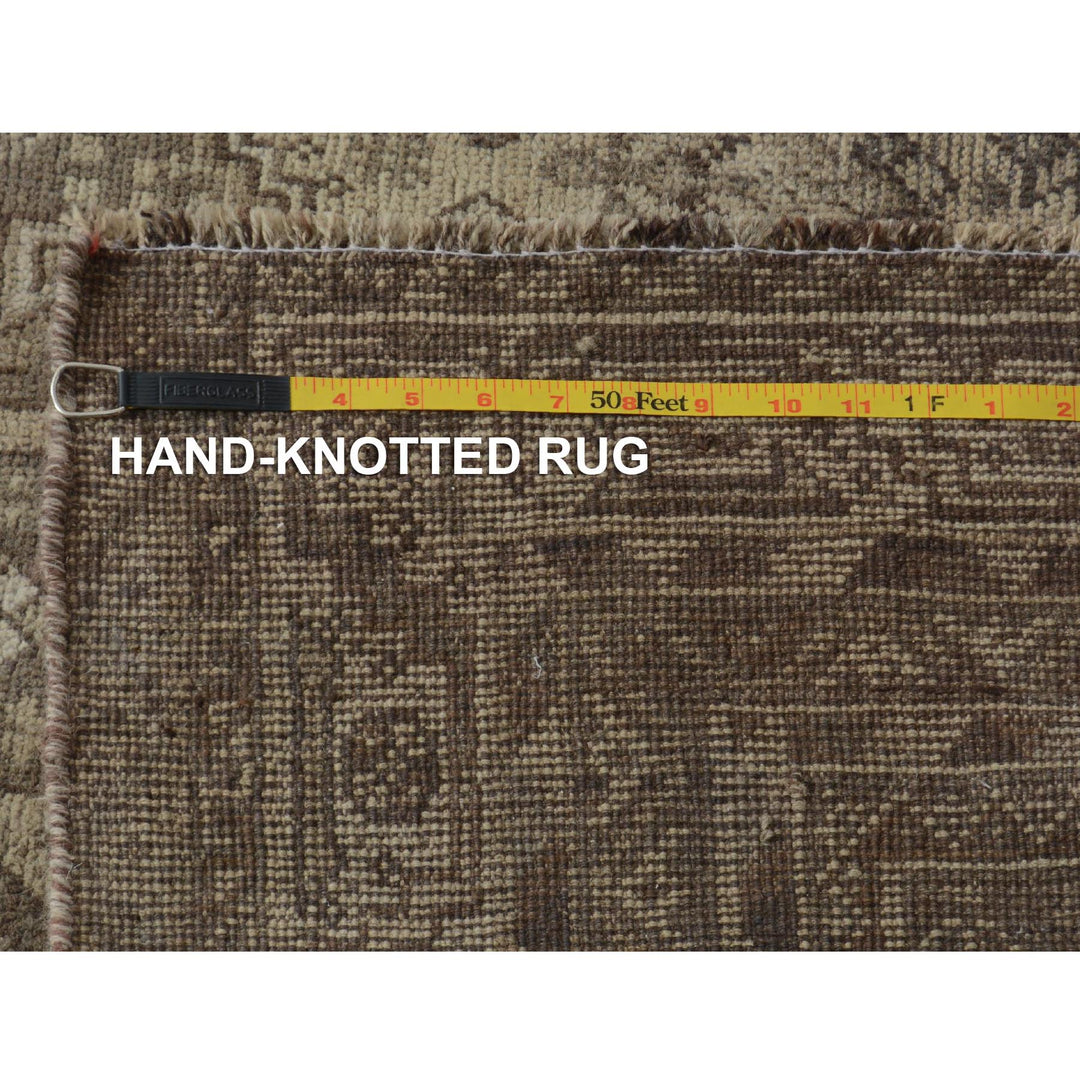 5'8" x 8'0" New Hand Knotted Beige Worn Wool Rectangle Oriental Rug - MOA10257242