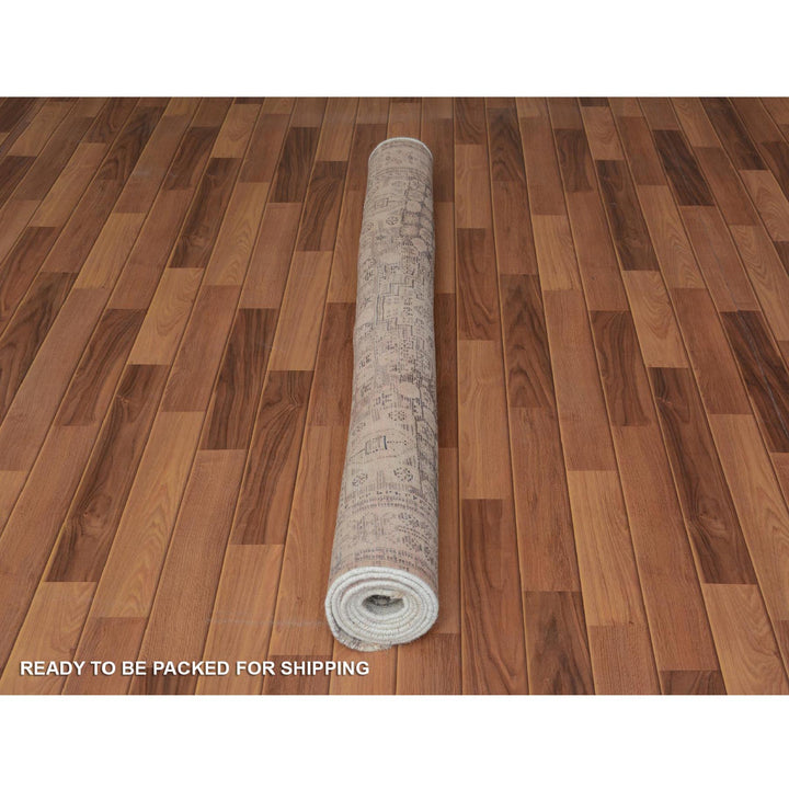 5'6" x 8'2" New Hand Knotted Brown Worn Wool Rectangle Oriental Rug - MOA10257245