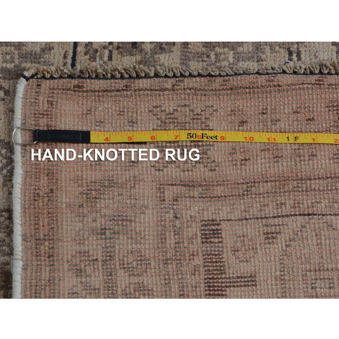 5'6" x 8'2" New Hand Knotted Brown Worn Wool Rectangle Oriental Rug - MOA10257245