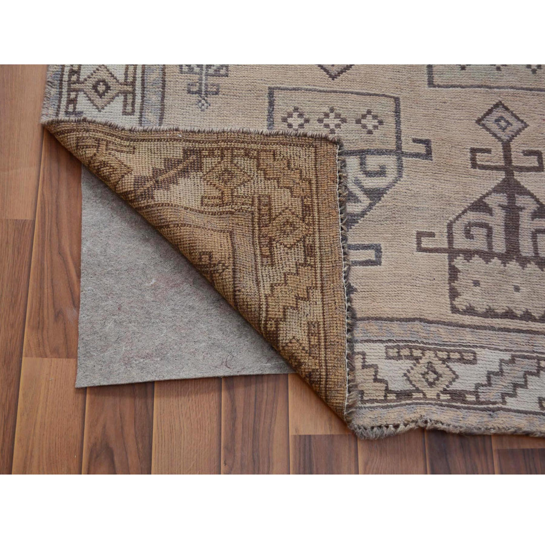 4'9" x 9'0" New Hand Knotted Grey Worn Wool Rectangle Oriental Rug - MOA10257279